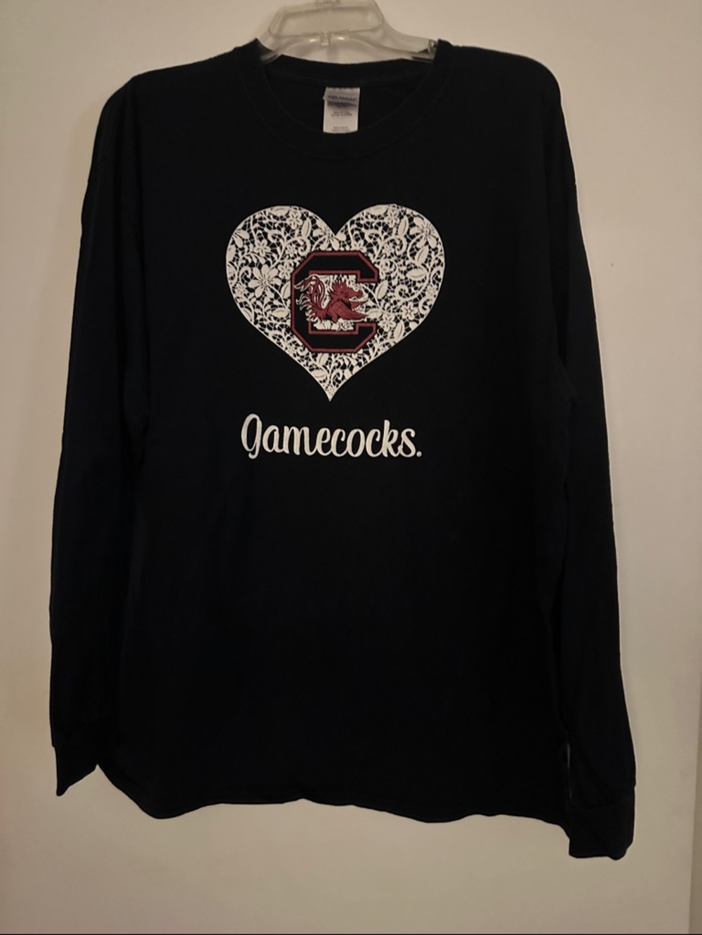 University Gamecocks Black Long-Sleeve Heart LogoTshirt